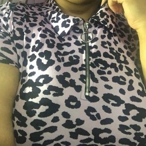 Dollskill crop top, lavender cheetah print